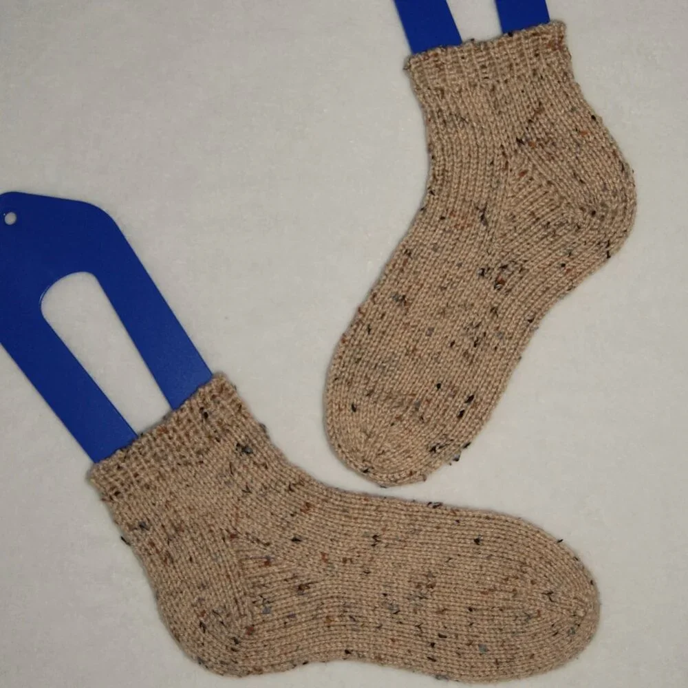 NEW Handmade Brown Flecks Ankle Socks, Women Size M (US 7.5-8)